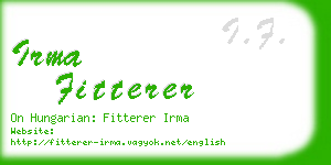 irma fitterer business card
